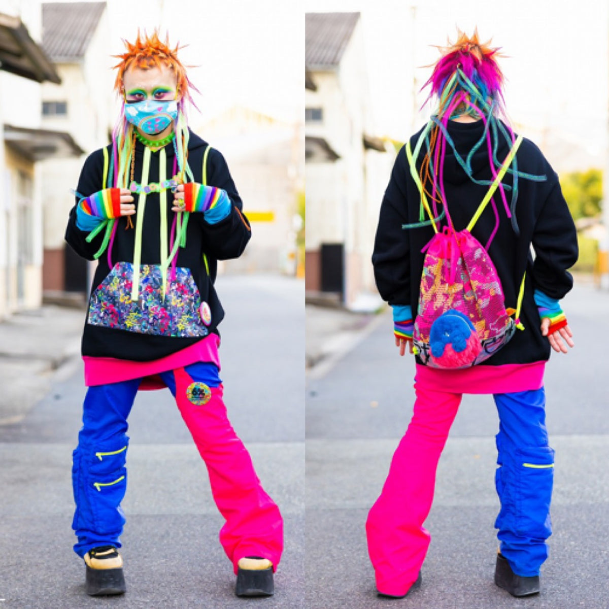 Big Hoodie / Colorful Riot・Black × Vivid | 6%DOKIDOKI WORLDWIDE