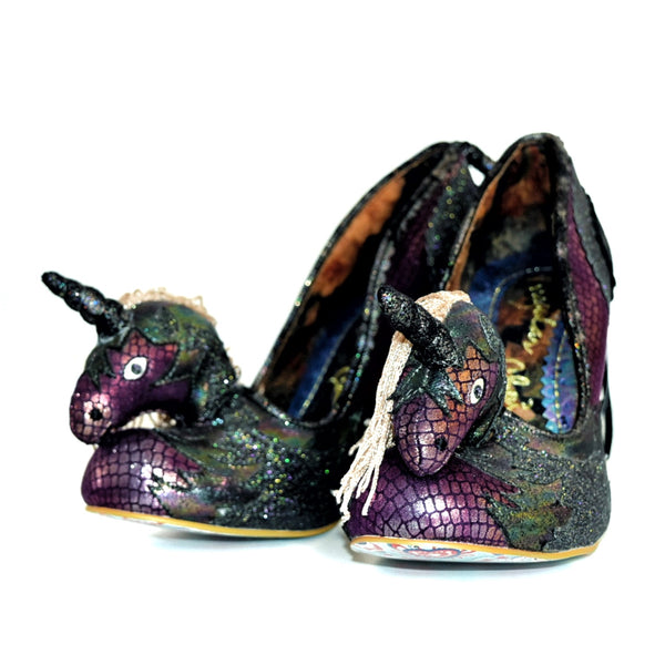 Irregular Choice Unicorn Heel Shoes Pink, Silver and... - Depop