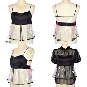 PVC×Satin Camisole By 6-D