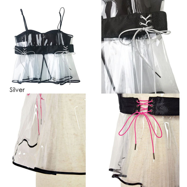 PVC×Satin Camisole By 6-D