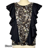 6-D/full print ruffle tops