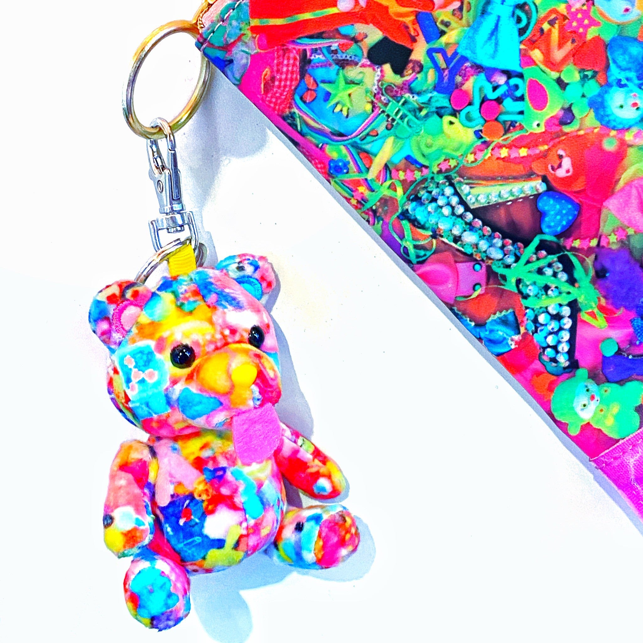 Rainbow Plush Bear Keychain