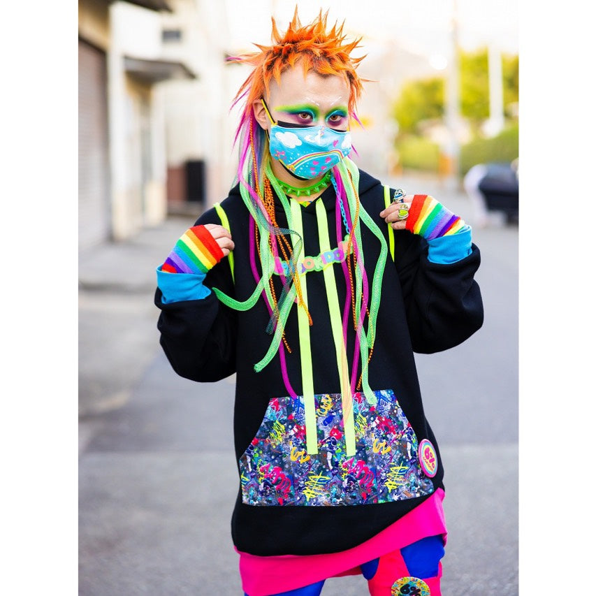 Big Hoodie / Colorful Riot・Black × Vivid | 6%DOKIDOKI WORLDWIDE