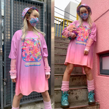 Big silhouette T-shirt/Primal Pop Pastel